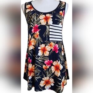 E LUNA SLEEVELESS TANK SZ M NAVY PINK GREEN